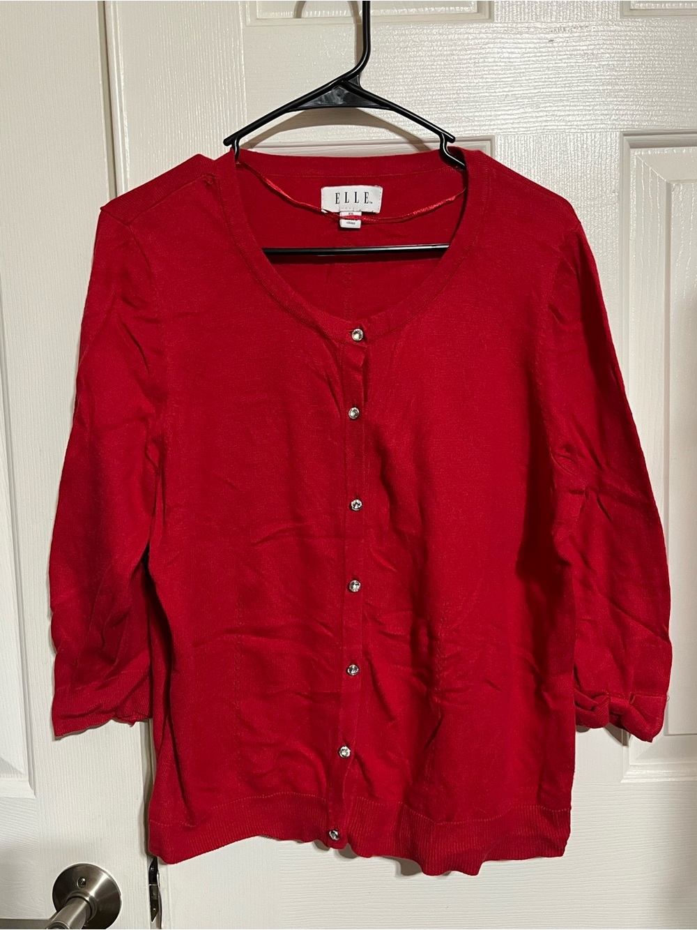 ELLE Red Button-Front Women’s Cardigan Sweater
17-08